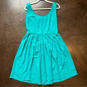 Calvin Klein- size 12 teal pleated fit and flare mini dress